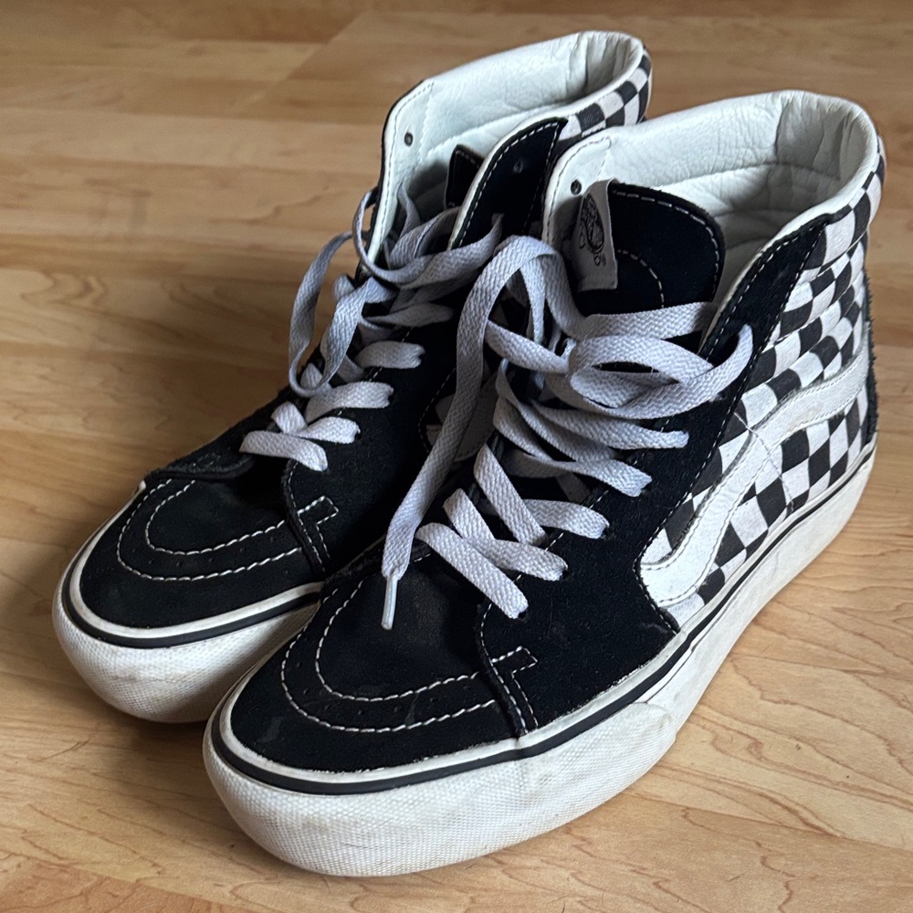 Vans Black and White High-Top Platform Sneakers